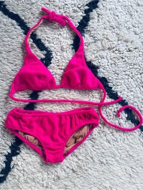Velour Pink Magenta Bikini vacation Resort Vintage unique custom